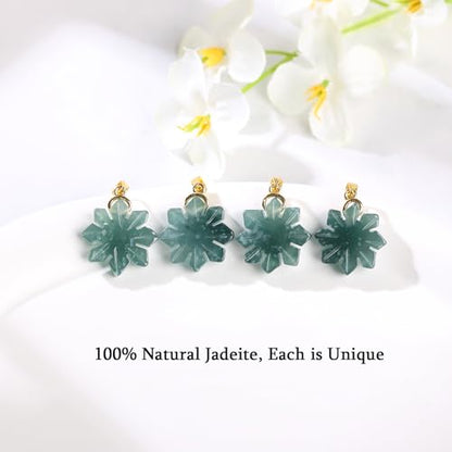 Real Green Jade Pendant Necklace for Women Donut/Heart/Clover/Teardrop/Rose/Lotus Flowers Genuine Jadeite Jewelry with Gold Plated 925 Sterling Silver Chain - style: Filipino Sun Silver Necklace