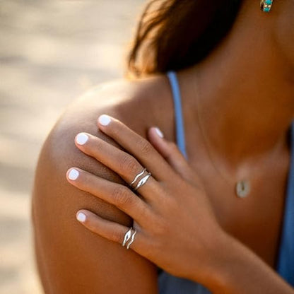 Gold Rings for Women Men Non Tarnish, Waterproof Chunky 14K Gold Plated Dainty Stackable Rings Trendy Statement Pinky Thumb Rings Engagement Eternity Wedding Band Ring Stacking Gold Jewelry Size 3 4 5 6 7 8 9 10 11 - color: Silver, size: 8