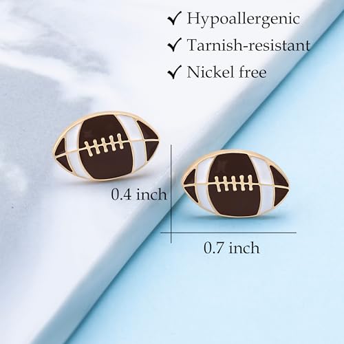 Gold Stud Earring Gifts For Teens Women Hypoallergenic Golf Baseball Football Basketball Soccer Volleyball Sport Earrings For Women - color: Football earring