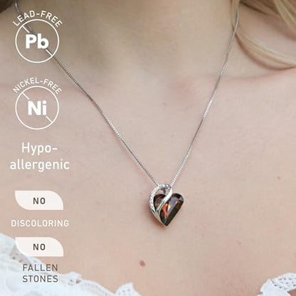 Leafael Gift Necklaces for Women, Infinity Love Birthstone Heart Crystal Pendant, Birthday Anniversary Jewelry for Wife, Mom, and Her, Silver Plated, 18" + 2" Adjustable Chain - color: 15-Stress Relief-Dark Topaz Brown