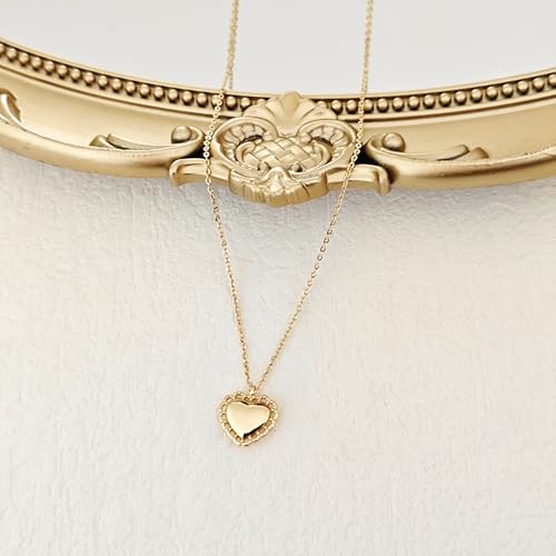 HERIER Cute Heart Necklace Dainty 18k Gold Plated Tiny Heart Pendant Choker Necklaces Small Gold Love Open Heart Chain Necklace for Women Simple Gold Necklace for Women Trendy Jewelry - color: Flower Heart Necklace-Gold