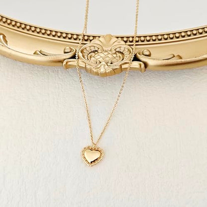 HERIER Cute Heart Necklace Dainty 18k Gold Plated Tiny Heart Pendant Choker Necklaces Small Gold Love Open Heart Chain Necklace for Women Simple Gold Necklace for Women Trendy Jewelry - color: Flower Heart Necklace-Gold
