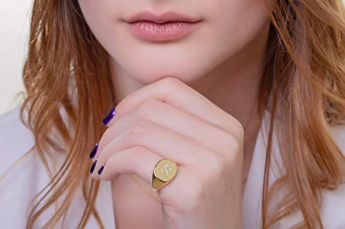 Elegant jewel box Women 3 monogram signet ring in solid Gold 9k, 14k, & 18k, Custom engraved chevalier, Personalized Initial signet ring, Unique gift, RN340