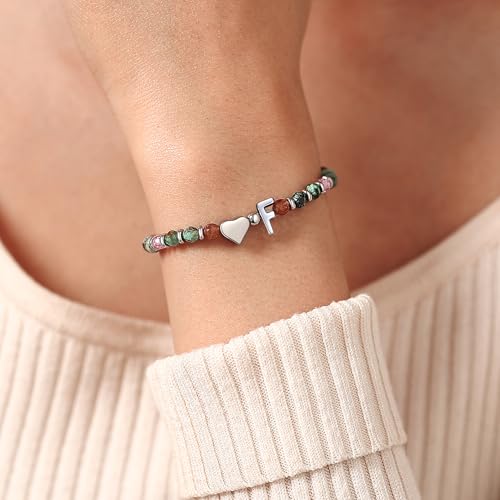 Heart Initial Bracelets for Teen Girls, Teen Girl Gifts Trendy Stuff, Christmas Stocking Stuffers for Kids, Unique Gifts for Teenage Girls on Birthday Graduation - style: F