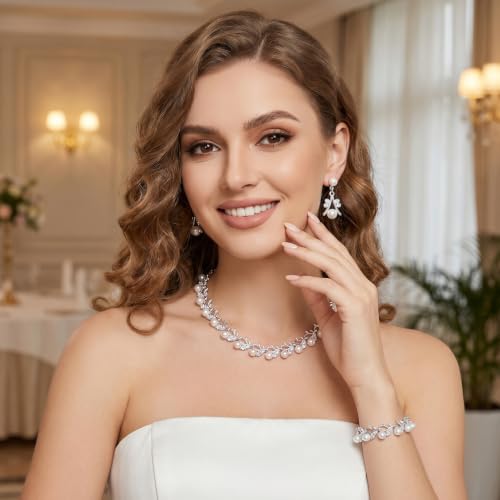 Heliltd Rhinestone Pearl Jewelry Set for woman - color: Sliver
