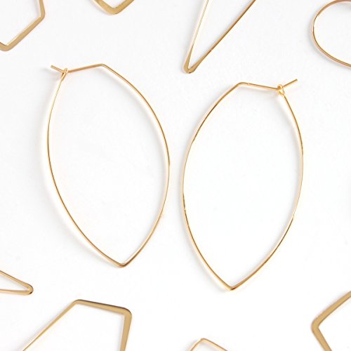 Marquise Large Hoop Earrings for Women | Plated in 18K Gold or 925 Sterling Silver, Hypoallergenic and Safe for Sensitive Ears - color: 2.3" inch - 18K Gold Plated