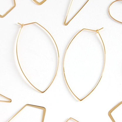 Marquise Large Hoop Earrings for Women | Plated in 18K Gold or 925 Sterling Silver, Hypoallergenic and Safe for Sensitive Ears - color: 2.3" inch - 18K Gold Plated