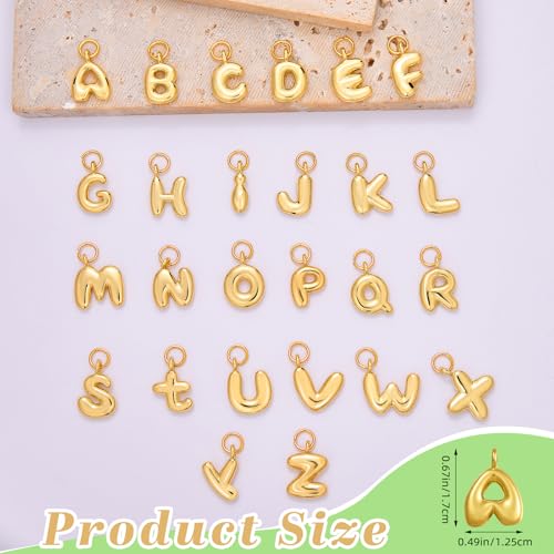 A-Z Bubble Letter Charms 18K Gold Filled Charms for Jewelry Making Gold Initial Alphabet Charms Pendants for Women Men Necklace Choker Bracelet Making - color: Letter A