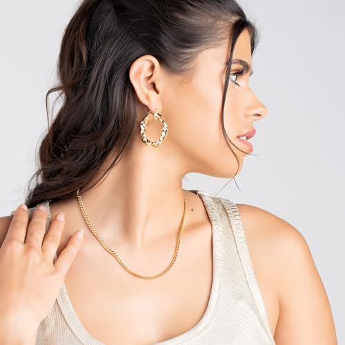 Barzel 18K Gold Plated Twisted Hoop Earrings Intertwined Earrings, 5 mm Thick x 40 mm Length, Gold Plated Hoop Earrings High Polish Finish, Made in Brazil