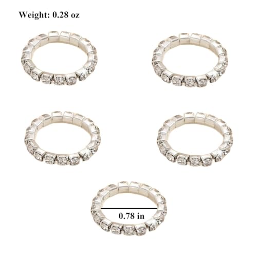 Bling Rhinestone Stretch Rings Set for Women Trendy, Funky Cute Sparkly Cubic Zirconia Stackable Knuckle Ring Y2K Party Prom Jewelry Gift Accessories