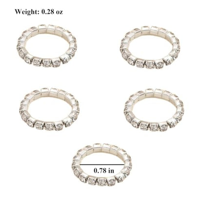 Bling Rhinestone Stretch Rings Set for Women Trendy, Funky Cute Sparkly Cubic Zirconia Stackable Knuckle Ring Y2K Party Prom Jewelry Gift Accessories