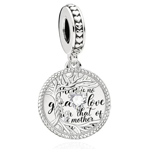 Tree of Life Dangle Charm Mother's Love Pendant Bead Compatible with Pandora Bracelets & Necklaces Women - color: White