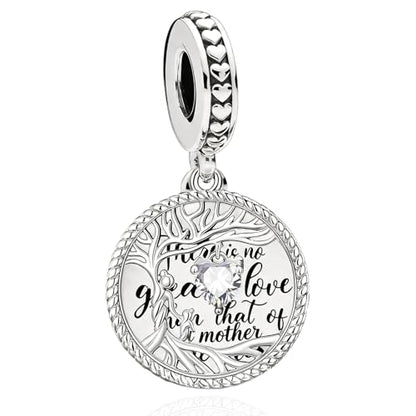 Tree of Life Dangle Charm Mother's Love Pendant Bead Compatible with Pandora Bracelets & Necklaces Women - color: White