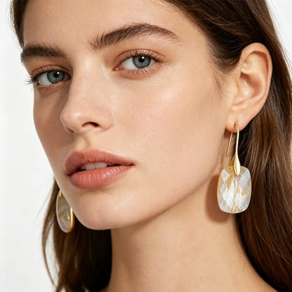 Boho Multiple Style Natural Stone Earrings for Women Unique Healing Gemstone Energy Hypoallergenic Lightweight Dangle Drop Earrings Multiple Styles Earrings Jewelry for Birthday Party Gift - style: Citrine-Gold Hook
