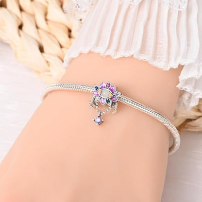 Pandach 925 Sterling Silver Charms Beads for Bracelets and Necklaces Butterfly and Headphones Pendants Clover Charms Jewelry Gift for Women - style: Dreamcatcher Lotus Charm