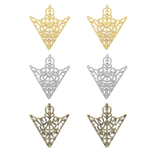 WCRAZYE Retro Hollow Pattern and Angle Triangle Collar Pins for Men Women Fashion Simple Gold Silver Palace Brooch Clip Pin Brooches Buckle Shirt Collar Decoration Parts - style: 3 Pairs Triangle Pins