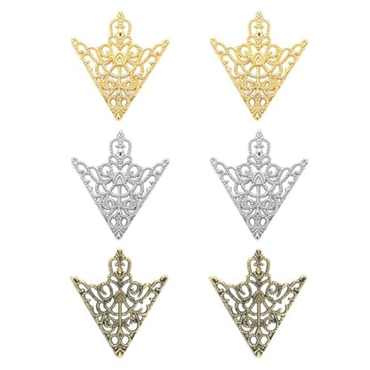 WCRAZYE Retro Hollow Pattern and Angle Triangle Collar Pins for Men Women Fashion Simple Gold Silver Palace Brooch Clip Pin Brooches Buckle Shirt Collar Decoration Parts - style: 3 Pairs Triangle Pins