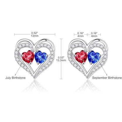 Heart Earrings for Women - Birthstone Earrings | 925 Sterling Silver, Stud Earrings, Gift Box Packaging, Anniversary Birthday Gifts for Women Wife Girlfriend Mom - color: 07-09-Jul-Sept Birthstone