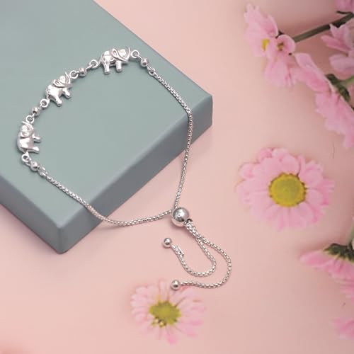 Charmsy 925 Sterling Silver Sliding Bolo Bracelet for Women | Women's Italian Handmade Adjustable Bolo Bead Ball Slider Bracelet - style: Elephant Bolo