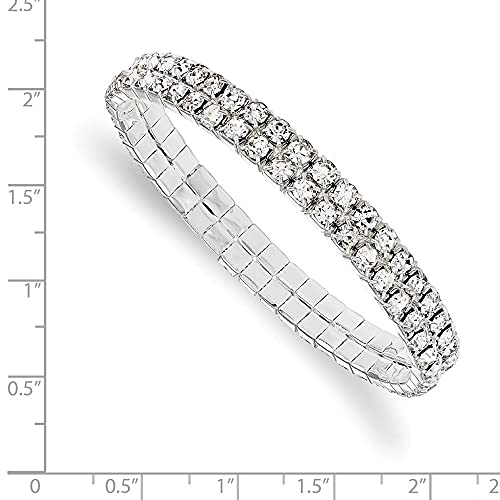 Silver-tone Crystal Stretch Bracelet 7 in