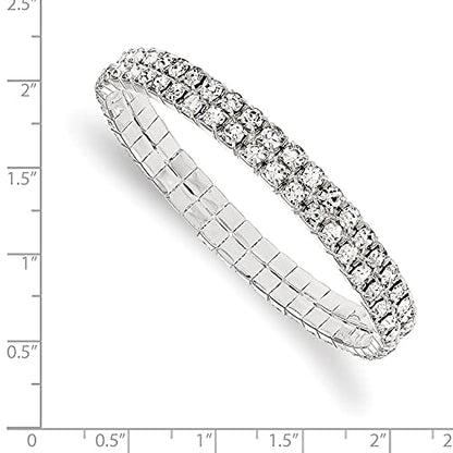 Silver-tone Crystal Stretch Bracelet 7 in