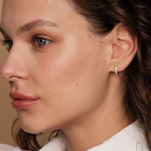 PAVOI 14K Gold Plated Cubic Zirconia Huggie Hoop Earrings for Women - 925 Sterling Silver Posts Small Round Huggies Stud Earrings for Women - style: Double Layer