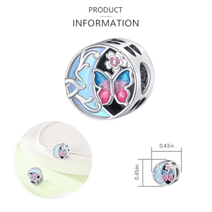 925 Sterling Silver Charms for Bracelets and Necklaces Lipstick and Perfume High Heels Dangle Pendants Heart Butterfly Bead Charms Halloween Christmas Gift for Womens - style: Butterfly Moonlight Beads Charm