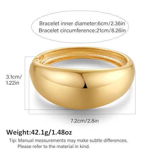Chunky Gold Bangles Bracelet for Women Trendy Statement Bracelet Dainty Charm Gold Jewelry - color: Wide Bangle