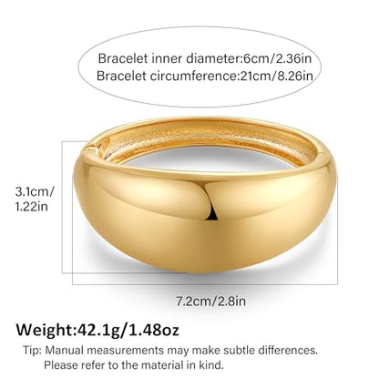 Chunky Gold Bangles Bracelet for Women Trendy Statement Bracelet Dainty Charm Gold Jewelry - color: Wide Bangle