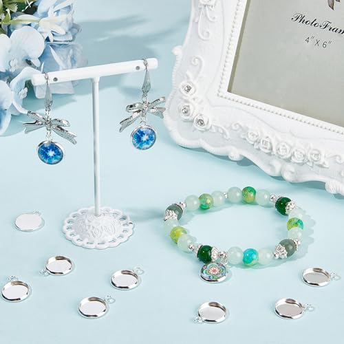 Beebeecraft 40Pcs Blank Bezel Pendant Trays Base, 12mm Sterling Silver Plated 304 Stainless Steel Round Blank Bezel Pendant Cabochon Settings Cups Charms for Jewelry Making DIY Findings - color: Silver, size: 12mm 40pcs