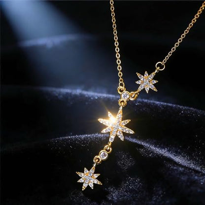 Lariat Gold Necklace for Women, Dainty Long Necklace Gold/Silver Plated Y-Shaped Pendant Necklace, Trendy Drop Necklaces Simple Gold Jewelry Gifts For Women - style: Star-Gold