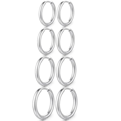 Small Hoop Earrings for Women, Stainless Steel Huggie Hoop earrings, 18G | 2/4/6 Pairs, 6mm/8mm/12mm Small Hoop Earrings, Lobe Helix Conch Tragus Daith Rook Cartilage Piercing Jewelry,Gold Silver - color: Silver-4pairs-6/8/10/12mm