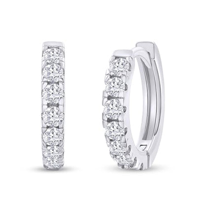 Dainty Cartilage Huggie Hoop Earrings Women in 18K Gold Plated | Round Moissanite in 18K Gold Plated Jewelry for Her - color: White Gold, size: 13 MM