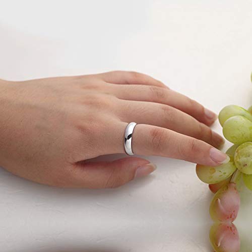 Dankadi Simple Fashion S925 Sterling Silver Ring Smooth Plain Dome Comfort Solid Silver Wedding Ring For Men & Women 3.5 mm 3-13# 24k Real Gold Plated Jewelry - color: Simple style silver