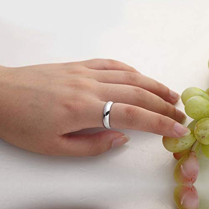 Dankadi Simple Fashion S925 Sterling Silver Ring Smooth Plain Dome Comfort Solid Silver Wedding Ring For Men & Women 3.5 mm 3-13# 24k Real Gold Plated Jewelry - color: Simple style silver