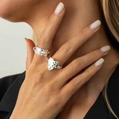 MIFYNN Chunky Gold Rings for Women Non Tarnish Thick Gold Heart Knuckle Thumb Finger Rings Birthday Valentine's Day Gifts for Girlfriend Wife - color: E