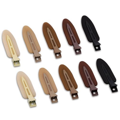10 Pcs Creaseless No Crease No Bend Flat Hair Clips For Styling Non Slip Makeup Clips For Women Salon Hairstyle,Matte Black Brown Beige - color: Matte Black Brown Beige