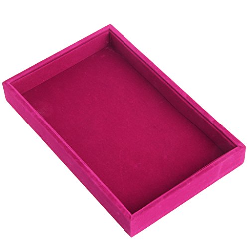 Youngy Velvet Jewelry Tray, Stackable Showcase Display Organizer for Ring Earring Necklace Pendants Bracelet Purple Red