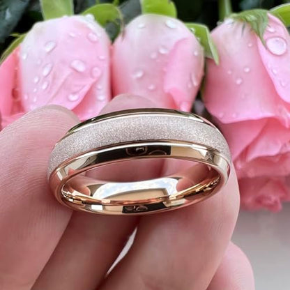 TUTISS 6mm 8mm Black/Gold/Rose Gold/White Tungsten Rings for Men Women Fashion Engagement Wedding Bands Sandblasted Finish I Love You Engraved Comfort Fit - color: 6mm Rose Gold Tungsten