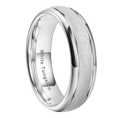 TUTISS 6mm 8mm Black/Gold/Rose Gold/White Tungsten Rings for Men Women Fashion Engagement Wedding Bands Sandblasted Finish I Love You Engraved Comfort Fit - color: 6mm White Tungsten