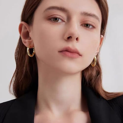 14k Gold Plated Hoop Earrings for Women, 925 Sterling Silver Posts Thick Twist Hypoallergenic Chunky Large Earrings 20mm 30mm 40mm 50mm - color: Yellow Gold, size: 30mm