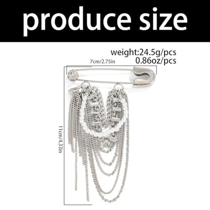 Fashionable Retro Alloy Brooch with Faux Pearls and Long Chains Statement Clothing Accessory for Women Vintage Stone Brooch
