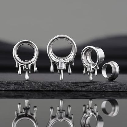 COOEAR Stainless Steel Melting Design Ear Expander, Stylish and Durable Ear Stretching Gauges Plugs. - color: S8710G, size: 14 mm