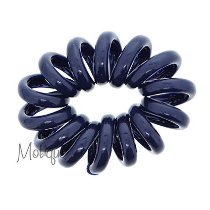 Jumbo Coil Pony Holder Hair Ties - Set of 4 Navy - color: Navy