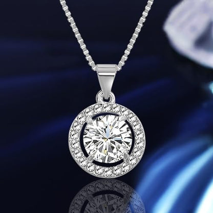 Women 4Pieces Cubic Zirconia Jewellery Set Rhinestone Necklace Earrings Bracelet Ring - color: Silver