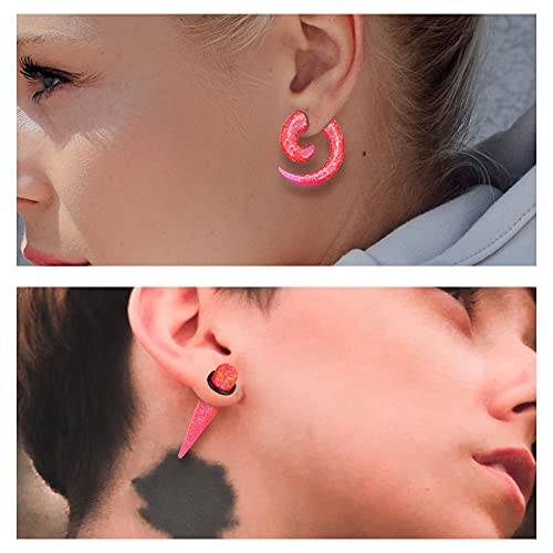 Qmcandy 00G-20mm Ear Stretching Kit 36PCS Big Gauge Taper Kit Large Acrylic Tunnel Plug Spiral Set - color: 36pcs, Glitter Pink
