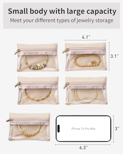 VLANDO Jewelry Travel Case,Travel Jewelry Organizer with Clear Velvet Jewelry Bags Zipper Pouch for Women Girl Gift 12Pcs Bag - color: A.12 Bag