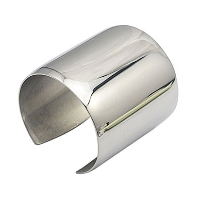 Stainless Steel Smooth Polished Open Cuff Bangle Bracelet for Women Lady Girls Gift - color: Silver