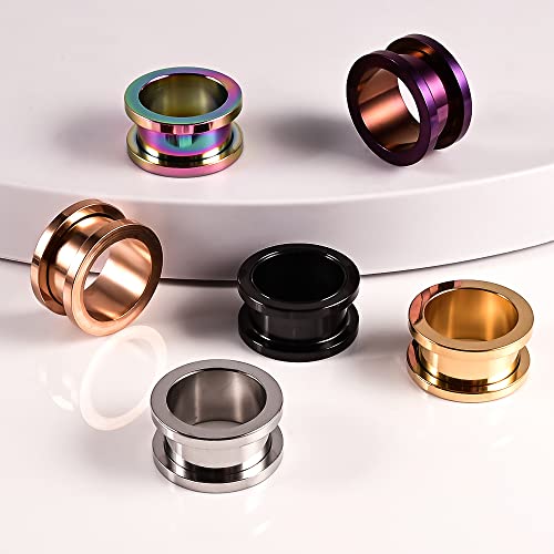 Set of 12 PCS 316L Stainless Steel Ear Plugs Large Gauges Stretching Screw Fit Tunnels Gauge 2g - 1 inch Ear Plugs Tunnels for Ears Expander Body Jewelry - color: 6 Pair, size: 16mm(5/8")