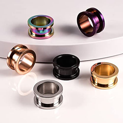 Set of 12 PCS 316L Stainless Steel Ear Plugs Large Gauges Stretching Screw Fit Tunnels Gauge 2g - 1 inch Ear Plugs Tunnels for Ears Expander Body Jewelry - color: 6 Pair, size: 16mm(5/8")